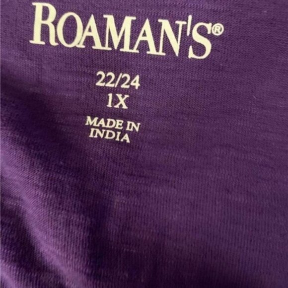 Roaman's 2X Purple Crochet Trim Lace-Up Tassel Top - Picture 6 of 6